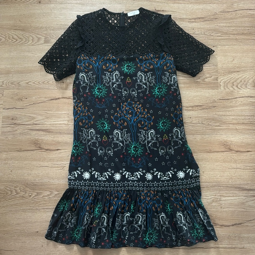 Sandro black dress with lace